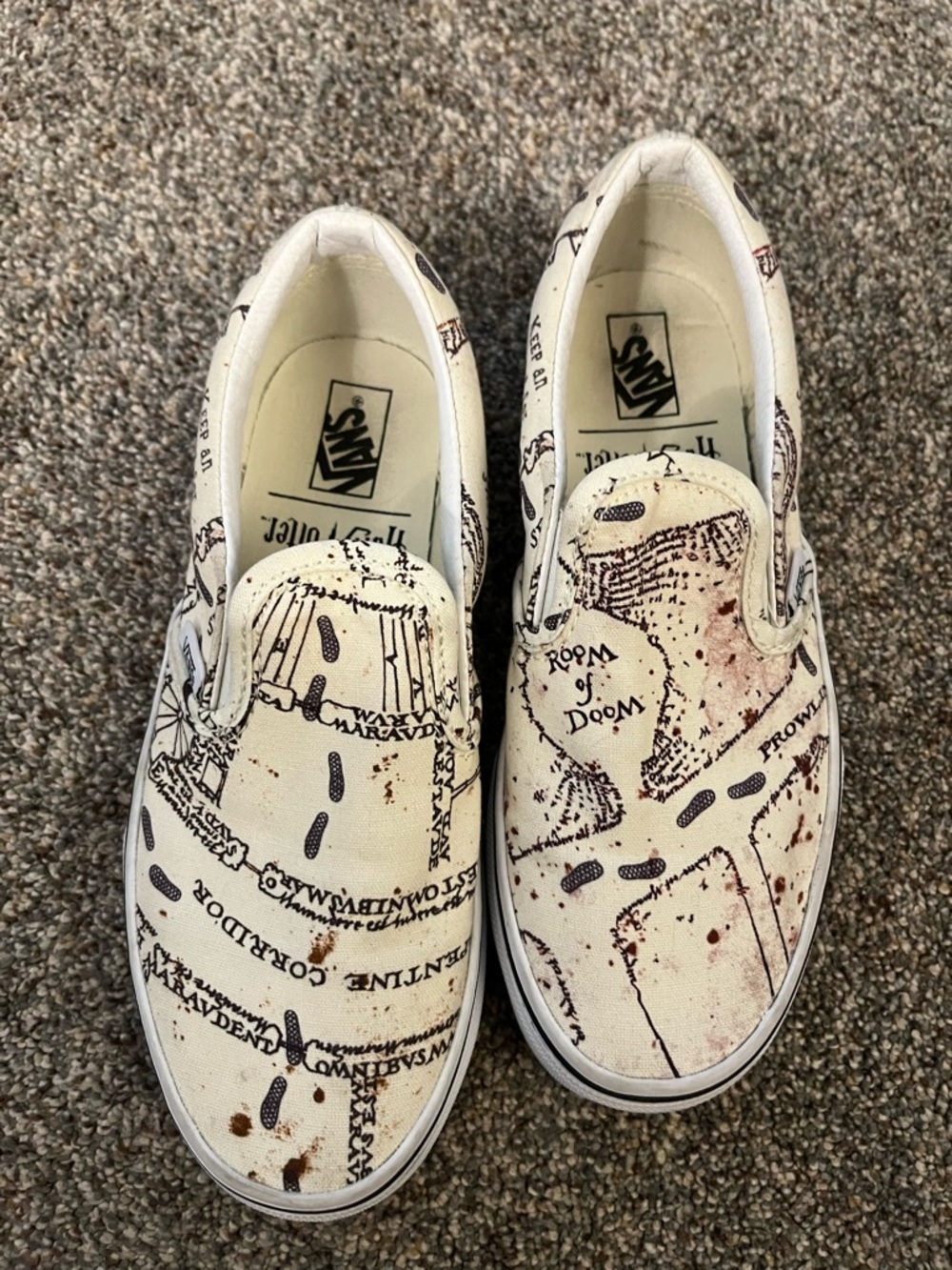 Vans x Harry Potter slip-on sneakers in the “Marauder’s Map” pattern